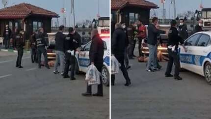 Darp ettikleri yarı çıplak kişiyi otomobile bağlayıp sürüklemek istemişler!