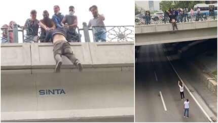 Tam atlayacakken hayatını kurtardılar