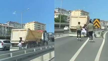 Patenci gençler, D-100’de ölümle burun buruna yolculuk yaptı