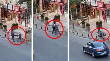 İki yaşlı amcadan kareteli sokak kavgası! Görenler hem güldü hem hayrete düştü...