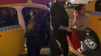 Ataşehir’de bir taksici çocuklu yolcuyu almadı, o anlar kameraya yansıdı