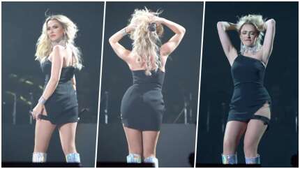 Derin yırtmaçlı elbisesiyle sahneye çıkan Hadise'nin kalça dansı Instagram'ı salladı