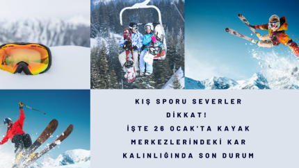 Kış sporu severler dikkat! İşte 26 Ocak'ta kayak merkezlerindeki kar kalınlığında son durum
