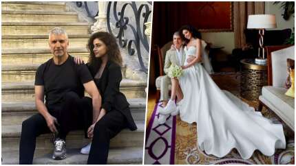 Nikah masasına oturan Özcan Deniz ile Samar Dadgar'dan ilk kare