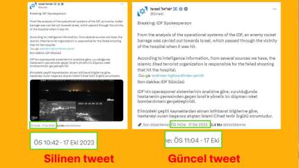 İsrail Gazze'de hastane saldırısı sonrasında Hamas'ı sorumlu tuttu! Daha sonra attığı tweeti sildi