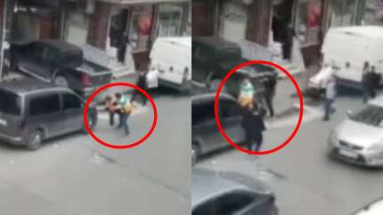 Kadını darp eden adama mahalle gençlerinden meydan dayağı! Uçan tekmeyle geldiler...