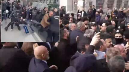 Çağlayan Adliyesi önünde ortalık karıştı! CHP'liler polislerin üzerine yürüdü...