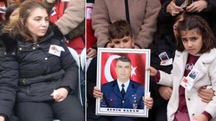 Amasya'da şehit astsubayın eşinin feryadı törene damga vurdu! "Dik tut başını, senin baban kahraman"