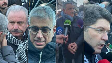 Gazze'nin çığlığı Galata'dan yükseliyor! Binlerce kişi yılın ilk günü İsrail zulmüne 'dur' diyor! Bakanlar da Galata'da...