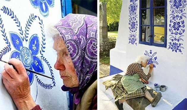 &Ccedil;ek asıllı b&uuml;y&uuml;kanne yaşadığı k&ouml;y&uuml; sanat sergisine &ccedil;evirdi!