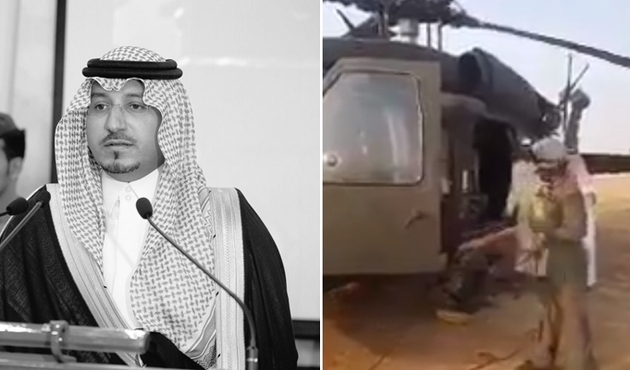 Suudi Arabistan'da i&ccedil;erisinde prensin olduğu helikopter d&uuml;şt&uuml;...