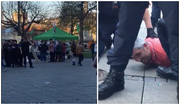 Almanya'da PKK yandaşlarını protesto eden T&uuml;rk g&ouml;zaltına alındı... / VİDEO