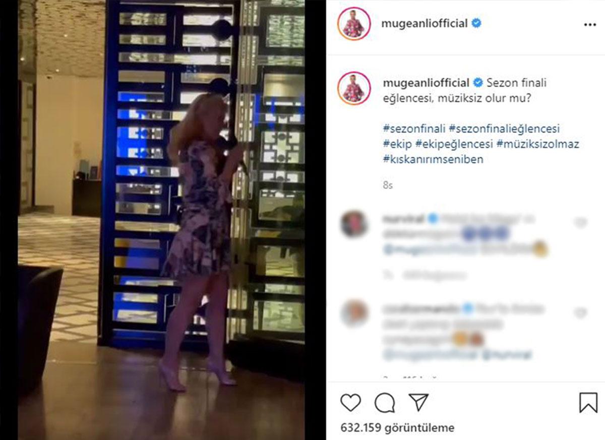 M&uuml;ge Anlı, atv'de yayınlanan M&uuml;ge Anlı ile Tatlı Sert'in sezon finali  yemeğinde Kıskanırım Seni Ben şarkısını s&ouml;yledi