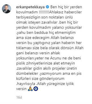 'Acun Ilıcalı kovdu' iddiası Erkan Petekkaya'yı çok sinirlendirdi! O haberlere ateş püskürdü