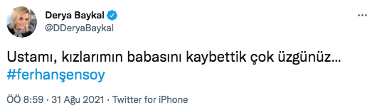 Ferhan Şensoy'a eski eşi Derya Baykal ve kızları Müjgan Ferhan Şensoy ile Derya Şensoy'dan acı veda...