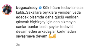 Kemoterapi gören oyuncu Boğaç Aksoy yeni bir tedaviye başlıyor