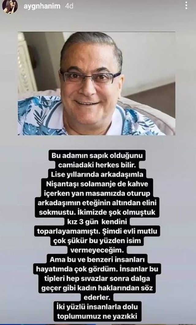 Ece Ronay'dan sonra Mehmet Ali Erbil hakkında bir taciz iddiası da Aygün Aydın'dan
