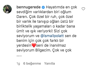 Tarkan'ın eski sevgilisi Bilge Öztürk aradığı mutluluğu Bennu Gere'nin oğlu Daren Gerede Erkaya'da buldu