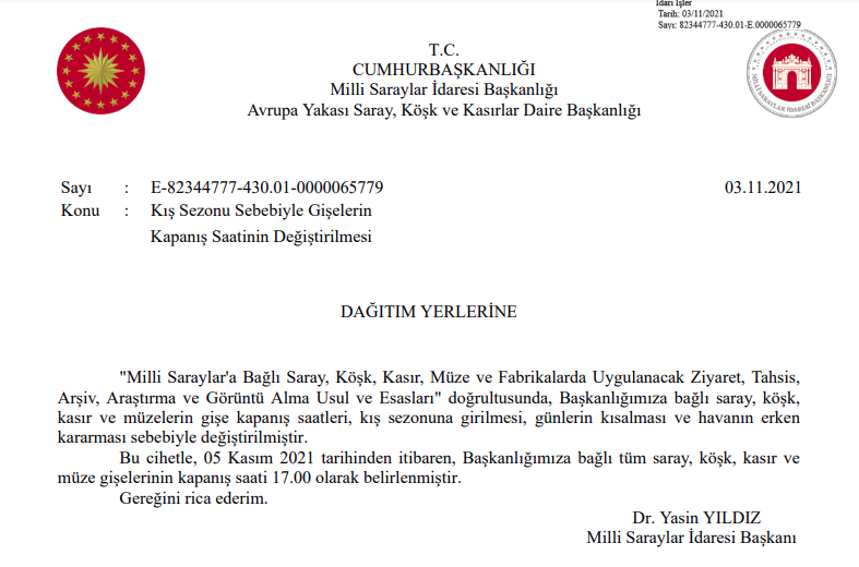 Müze kapanış saatleri yeniden düzenlendi