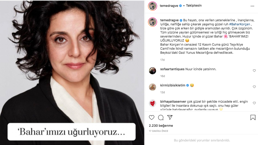 bahar korçan cenaze töreni