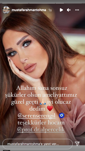 Ameliyat olan Seren Serengil'in sağlık durumuyla ilgili sevgilisi Mustafa Rahman Tohma'dan açıklama