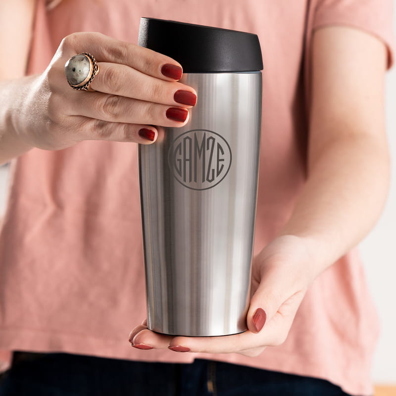 Arkadaşa Hediye Monogram Logo Tasarımlı &Ccedil;elik Termos