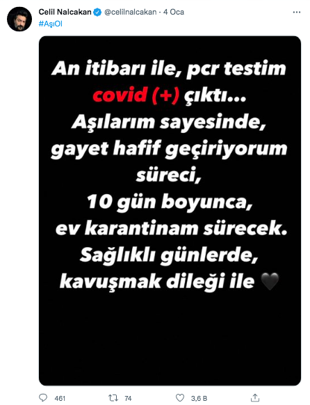 Kardeşlerimin Akif'i Celil Nalçakan koronavirüse yakalandı