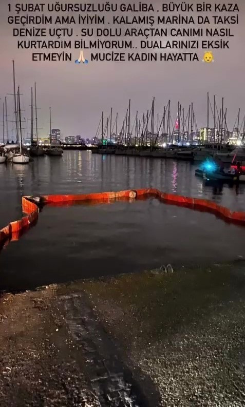 Ünlü model Ece Su Uçkan'ın içinde bulunduğu taksi Kadıköy’de denize uçtu