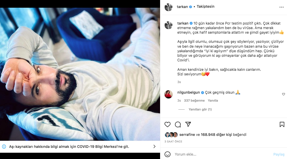 Megastar Tarkan koronavirüse yakalandığını ve hastalığı atlattığını duyurdu
