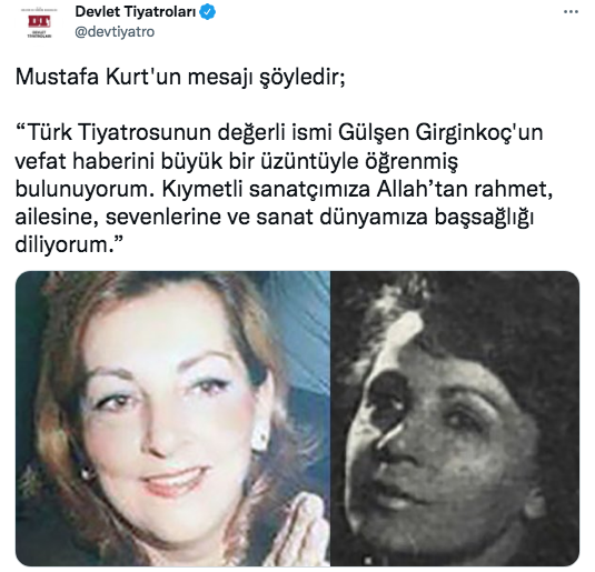 Türk tiyatrosunun acı kaybı... Usta oyuncu Gülşen Girginkoç hayatını kaybetti