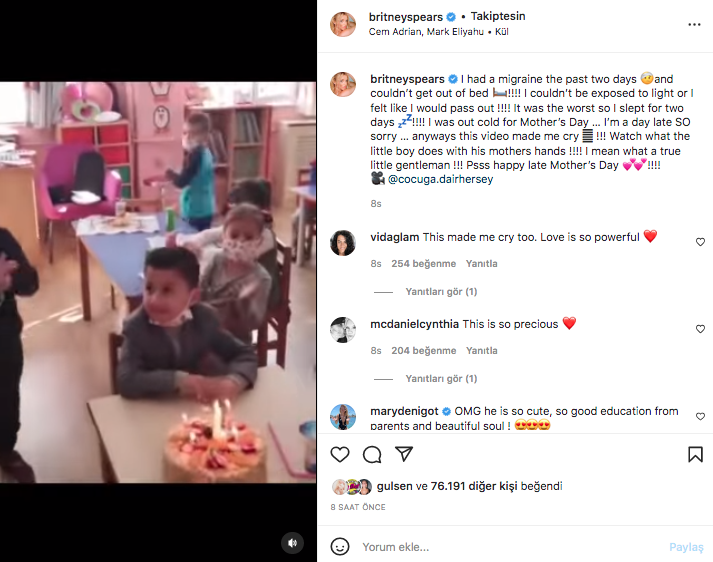 Dünyaca ünlü yıldız Britney Spears, İstanbul'da anaokulunda çekilen görüntüleri paylaştı