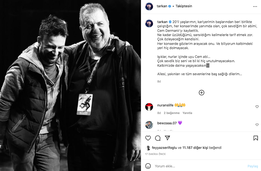Tarkan'ı yıkan ölüm! Acı haberi sosyal medyadan duyurdu