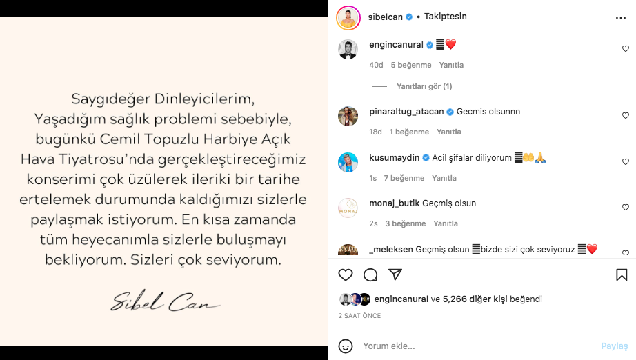 Sibel Can'dan endişelendiren haber! Bu akşamki Harbiye konserini iptal etti