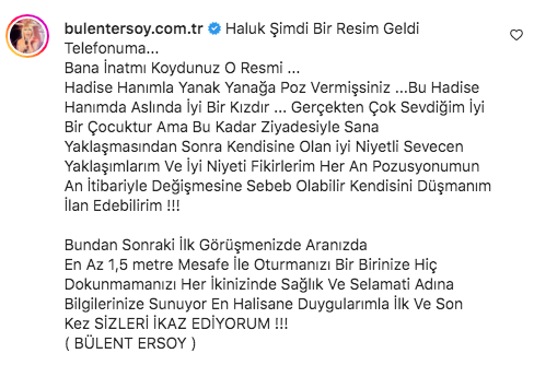 Hadise ile Haluk Şent&uuml;rk'&uuml;n samimi pozu B&uuml;lent Ersoy'u &ccedil;ıldırttı