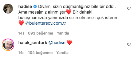 Hadise ile Haluk Şent&uuml;rk'&uuml;n samimi pozu B&uuml;lent Ersoy'u &ccedil;ıldırttı