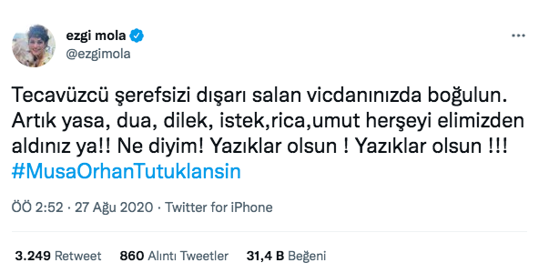 Musa Orhan'ın avukatı Mehmet Erkan Akkuş'tan Ezgi Mola'ya bir suç duyurusu daha