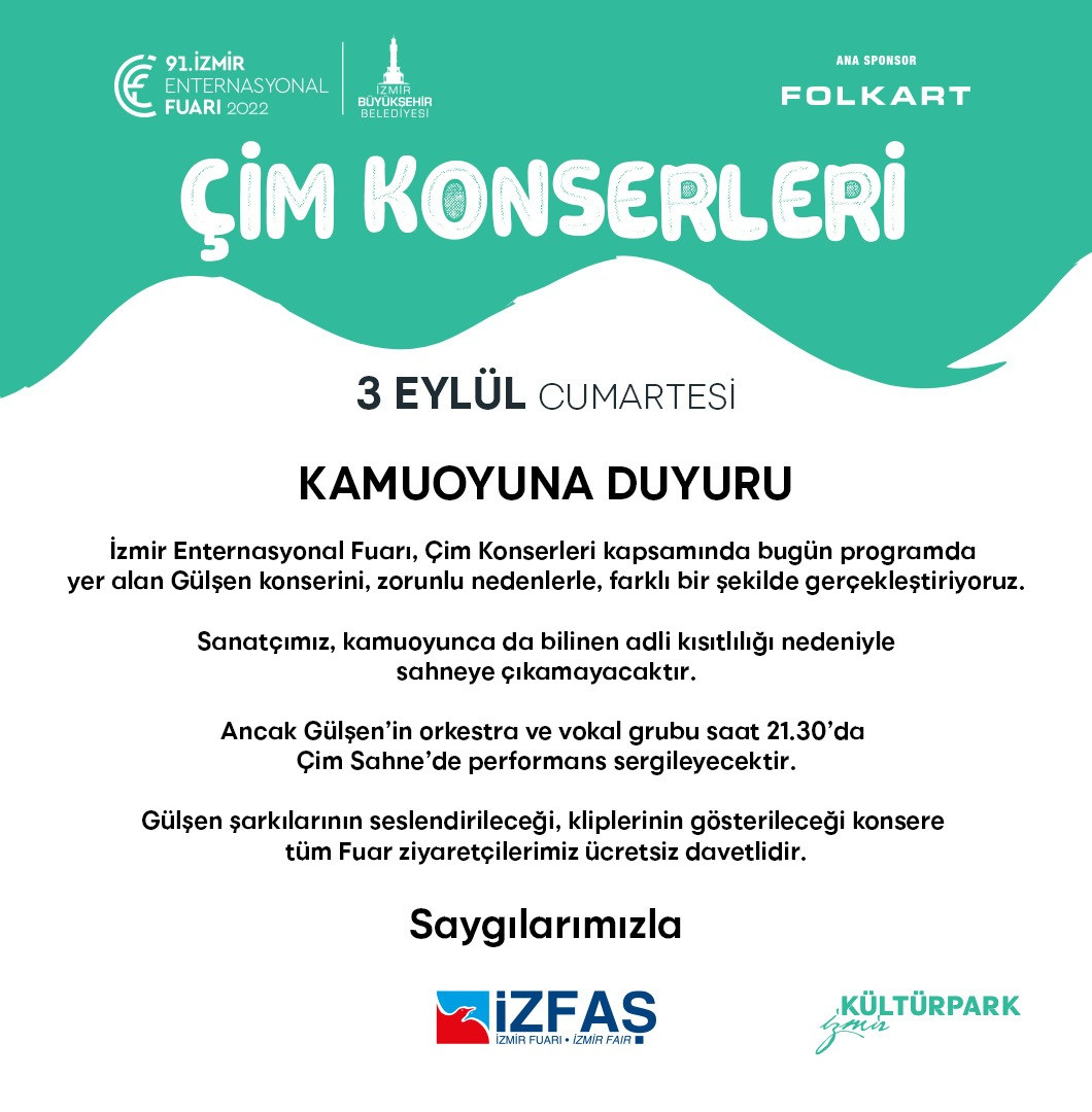 Ev hapsinde olan Gülşen'in İzmir konseri iptal edildi