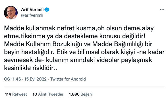 Prof. Dr. Arif Verimli'den Şeyma Subaşı ve Meedo'nun uyuşturucu g&ouml;r&uuml;nt&uuml;lerine tepki