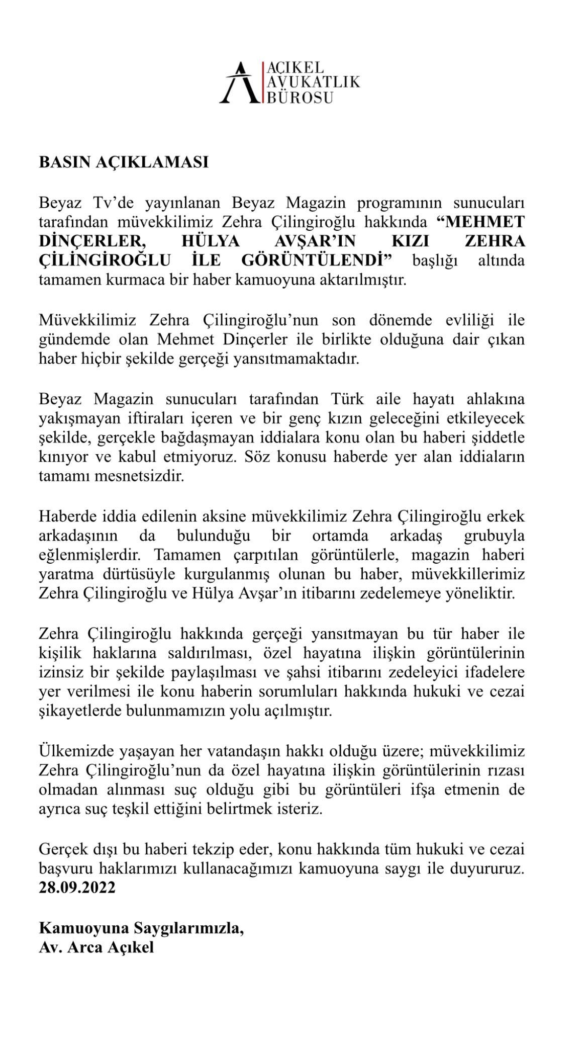 mehmet dinçerler - zehra çilingiroğlu