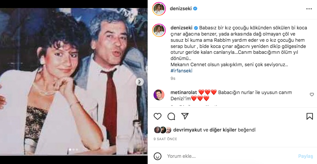 Deniz Seki takipçilerini duygulandırdı... Yıllar önce vefat eden babası İrfan Seki'yi unutmadı