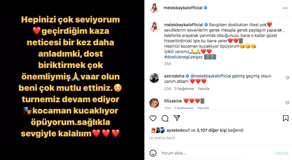 Melek Baykal'dan sevenlerini endişelendiren paylaşım! Kaza ge&ccedil;irdiğini a&ccedil;ıkladı