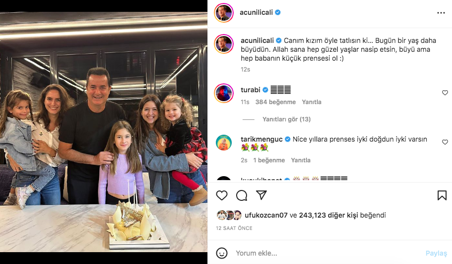 Acun Ilıcalı ile Şeyma Subaşı'nın kızları Melisa 9 yaşına bastı